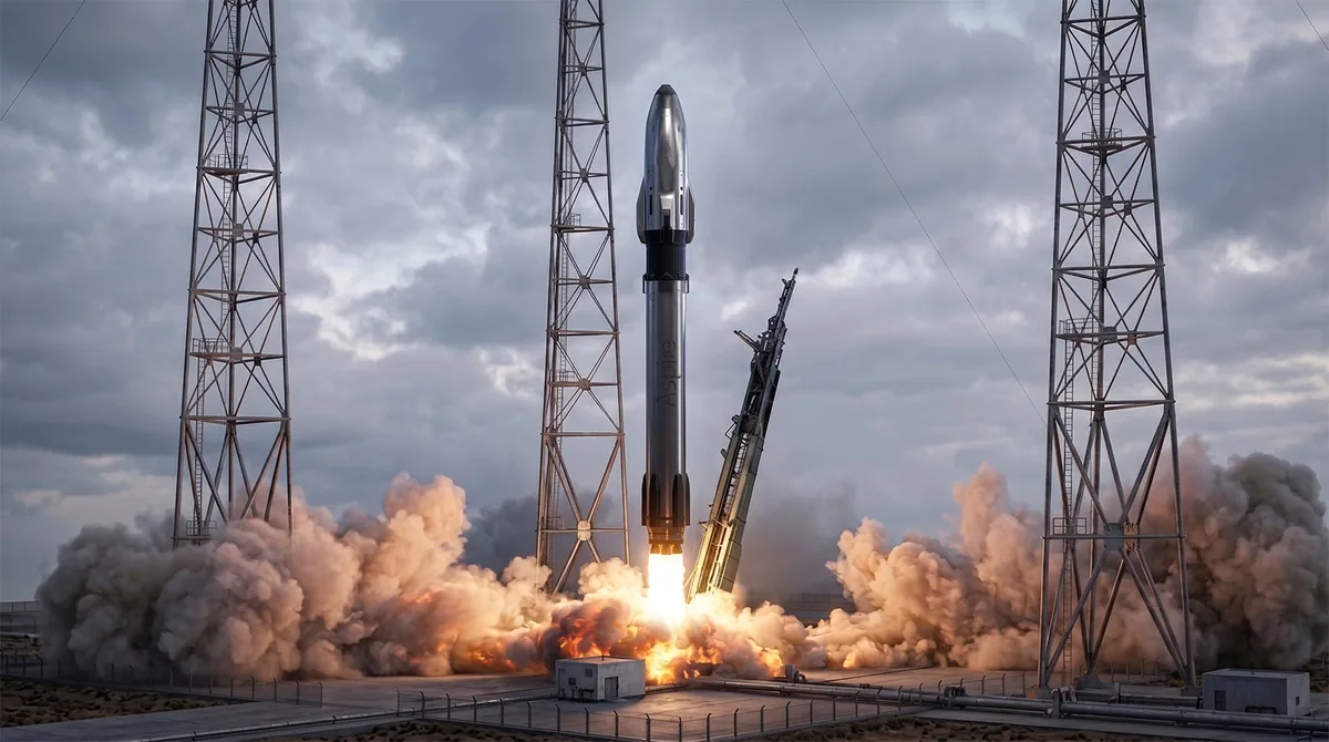 Рендер старта ракеты Aspire Oryx со стартового стола