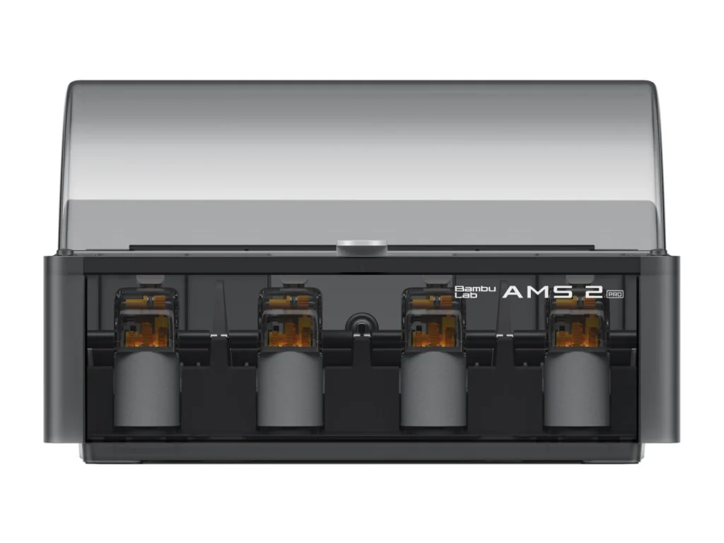 Система подачи AMS 2 Pro спереди, блок на четыре катушки из комплекта Bambu Lab H2D AMS Combo