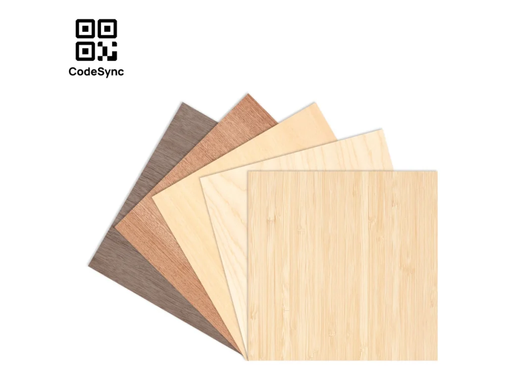 Листы фанеры и шпона с QR-кодом CodeSync, материалы для лазера Bambu Lab H2C Laser Full Combo 10W