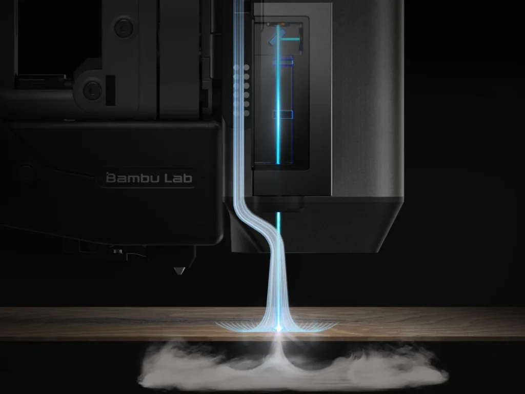 Воздушная подача Air Assist у лазера Bambu Lab H2C Laser Full Combo 40W