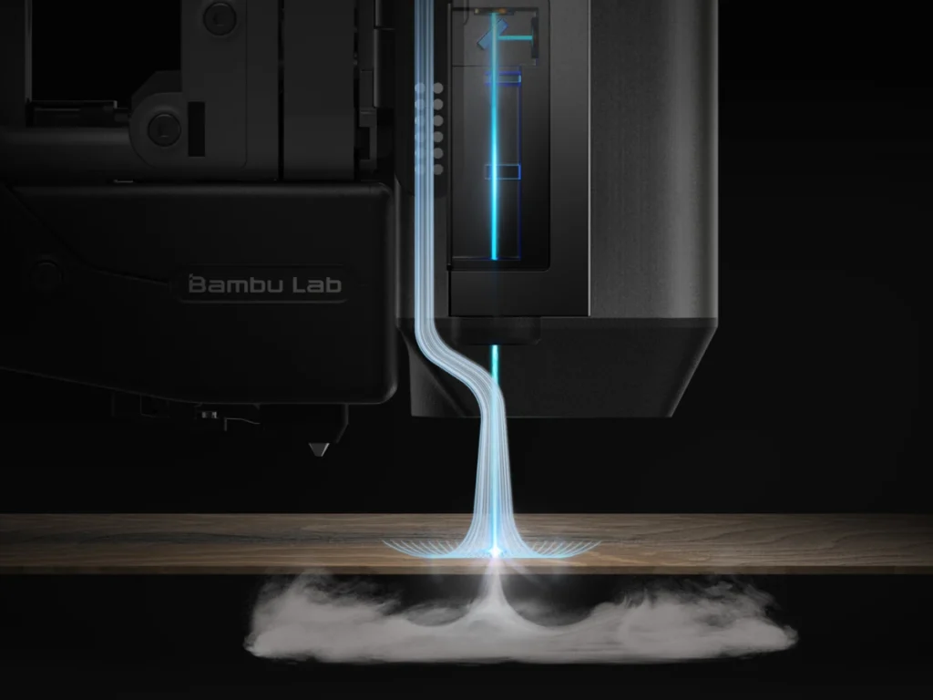 Воздушная подача Air Assist у лазера Bambu Lab H2D Laser Full Combo 40W