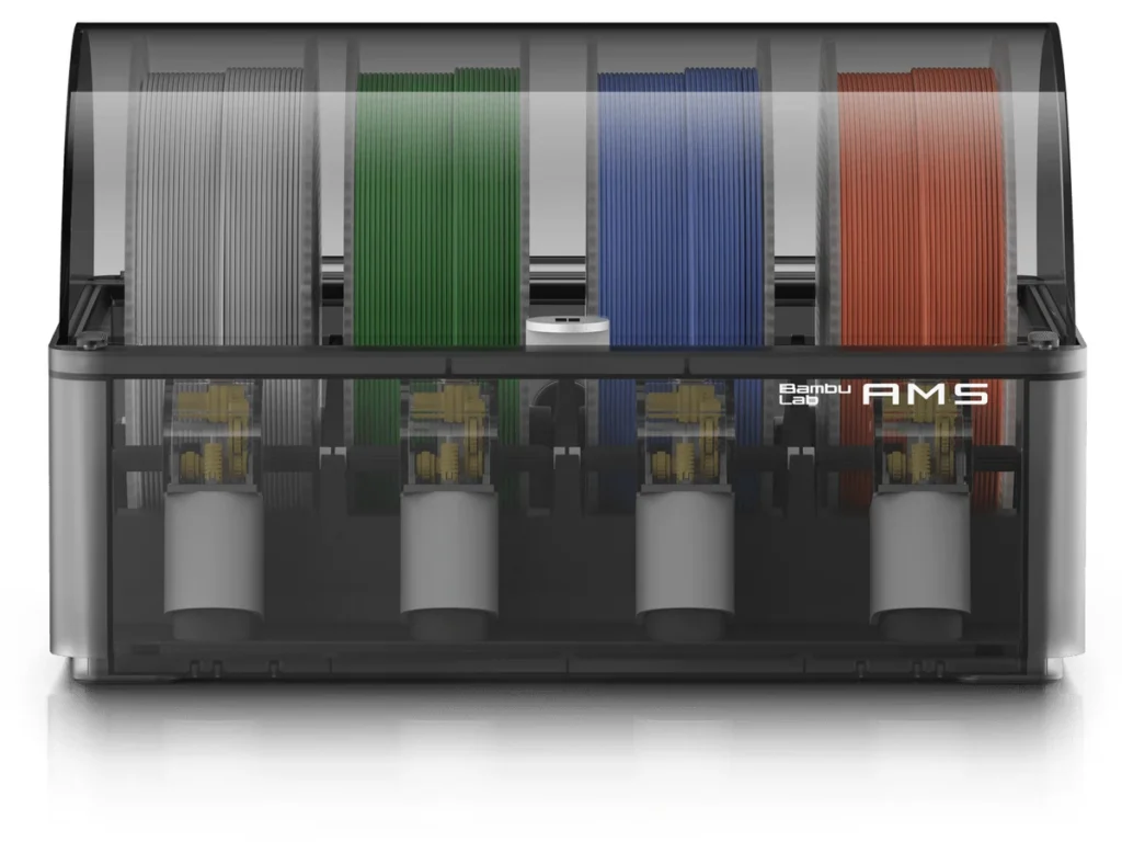Система AMS на четыре катушки в разрезе, рендер производителя для Bambu Lab X1C Combo