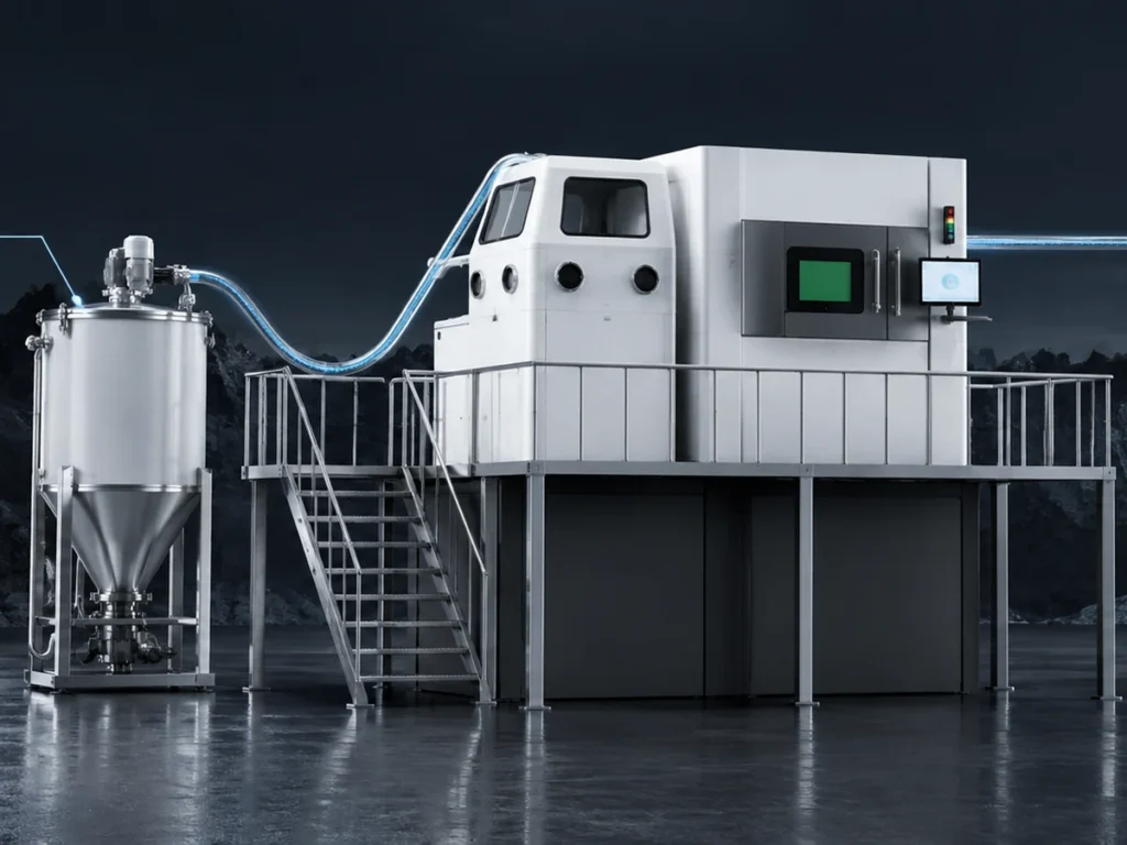 FF-M800 с ёмкостями и магистралями подачи порошка, рендер FastForm
