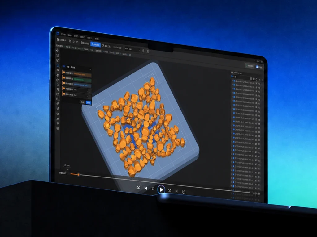 Экран программы AM MIND с расстановкой деталей для 3D-принтера FastForm FF-M300S